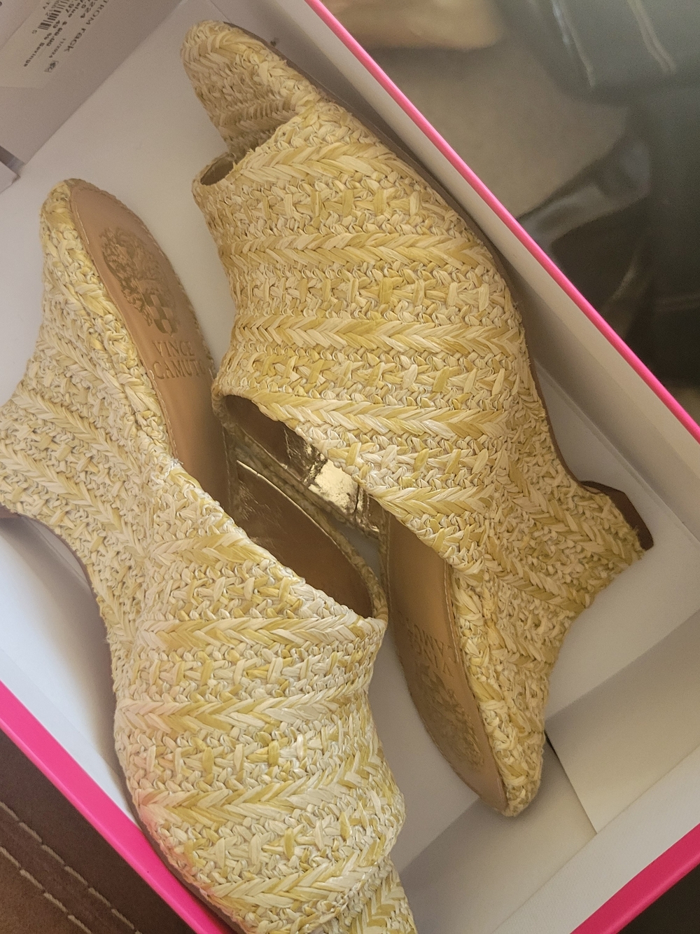 Vince Camuto Yellow Braided Peep-Toe Mules